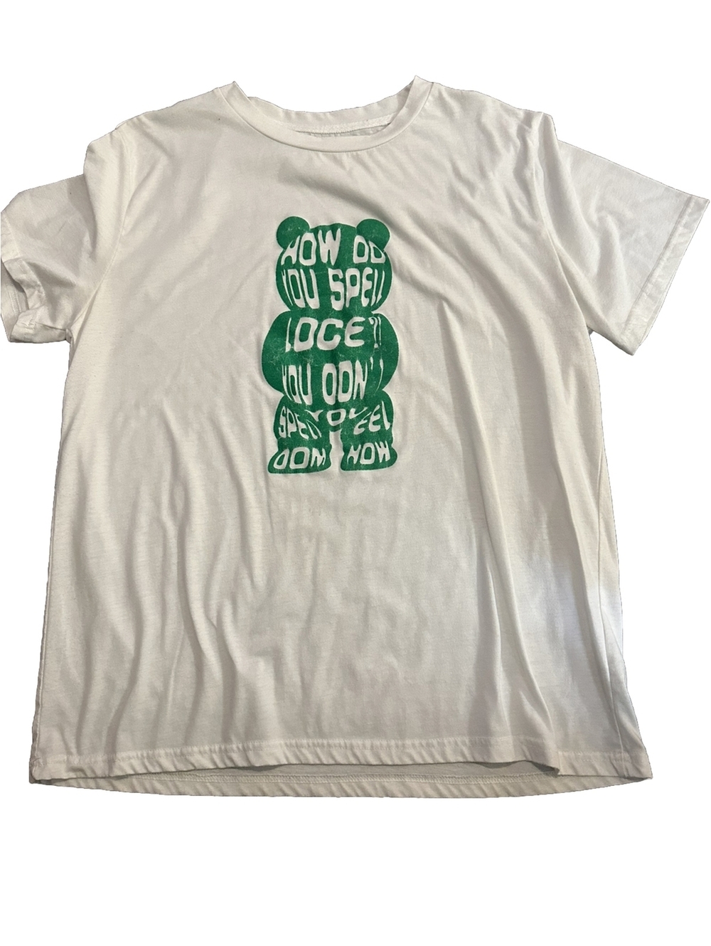 Shein Men XL T-shirt How Do You Spell Bear Green 🐻 Good Condition